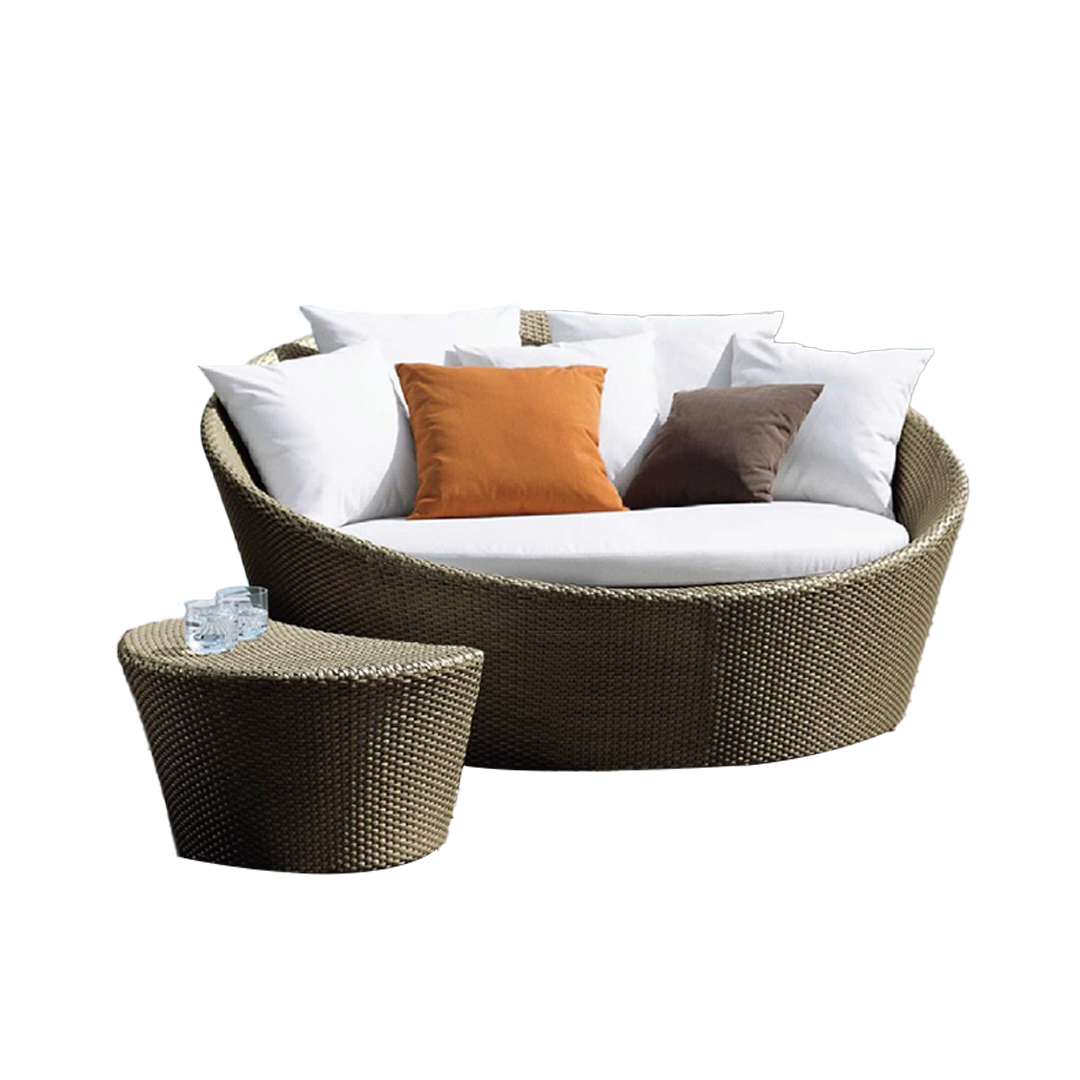 ROUND LOUNGER WITH OTTOMAN WITH BASE & BACK CUSHION <br> VP 307