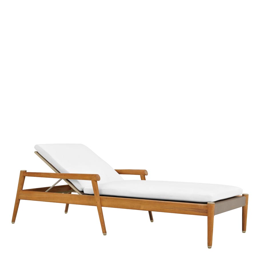 TEAK WOOD LOUNGER WITH ARMS WITH BASE CUSHION <br> VTP 408