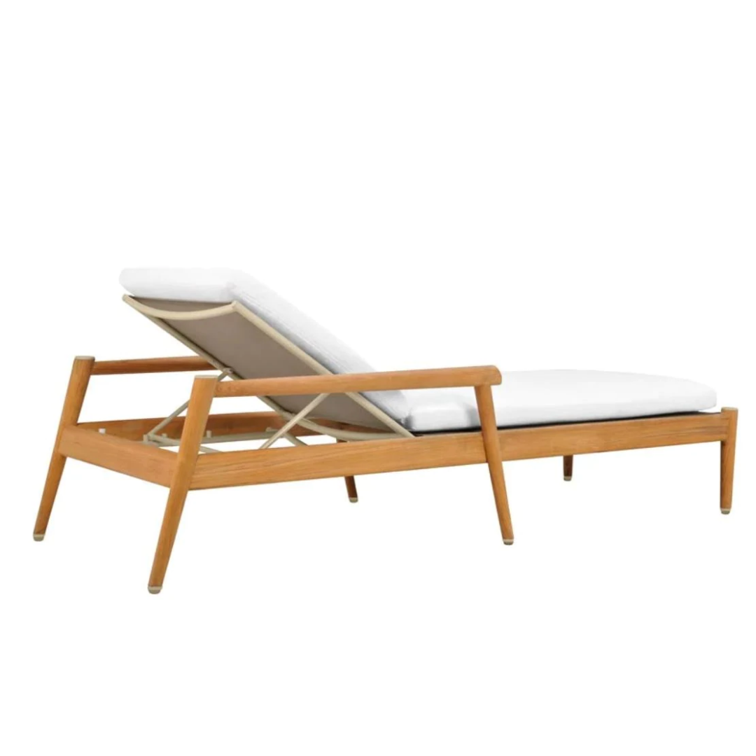 TEAK WOOD LOUNGER WITH ARMS WITH BASE CUSHION <br> VTP 408